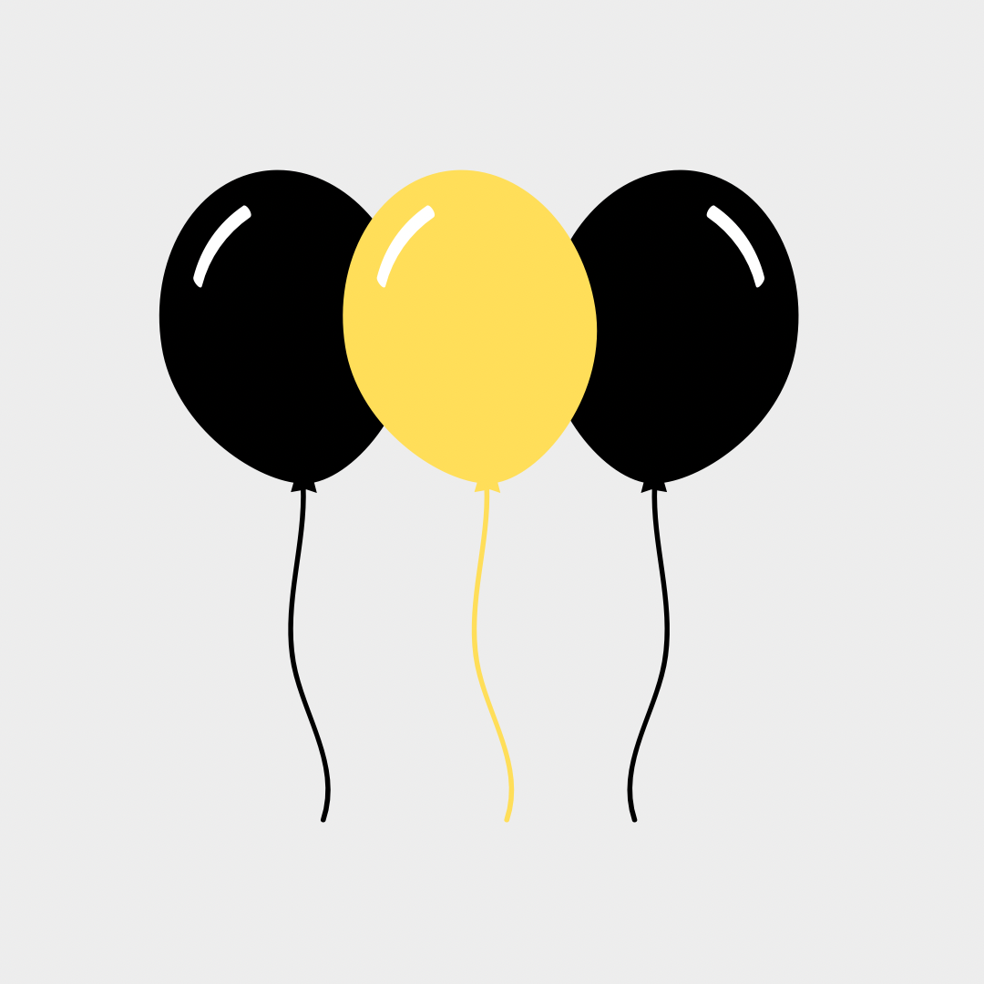 AFL: Richmond Tigers Bundle of 50 Individual Helium Filled Balloons with Matching Ribbon (No Weight)