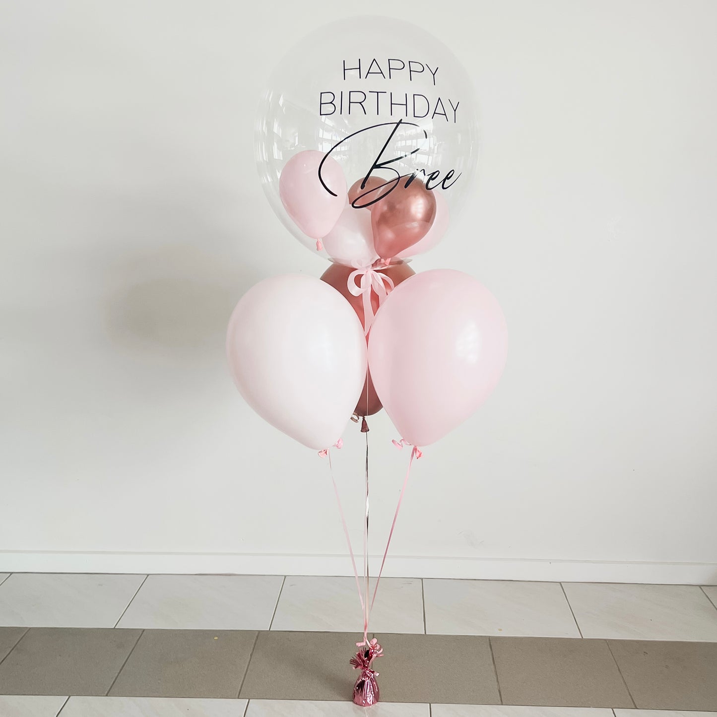 Personalised Happy Birthday Bubble Balloon with 3 Standard Balloons