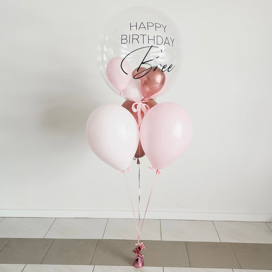 Personalised Happy Birthday Bubble Balloon with 3 Standard Balloons