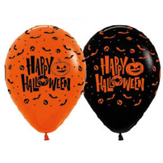 28cm Printed ‘Happy Halloween’ Helium Filled Balloon with Matching Ribbon (Price is each Balloon)