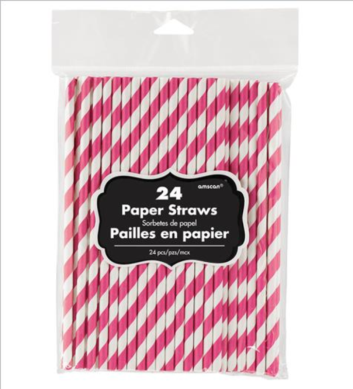 24 Pack Paper Straws - Apple Red