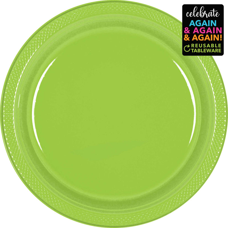 20 Pack Premium Plastic Plates 23cm - Kiwi