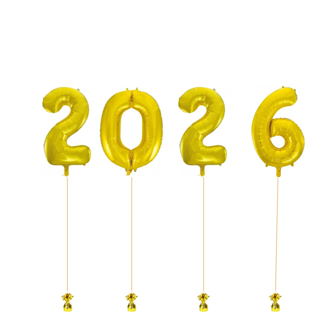 86cm Gold Helium Filled ‘2026’ Numbers