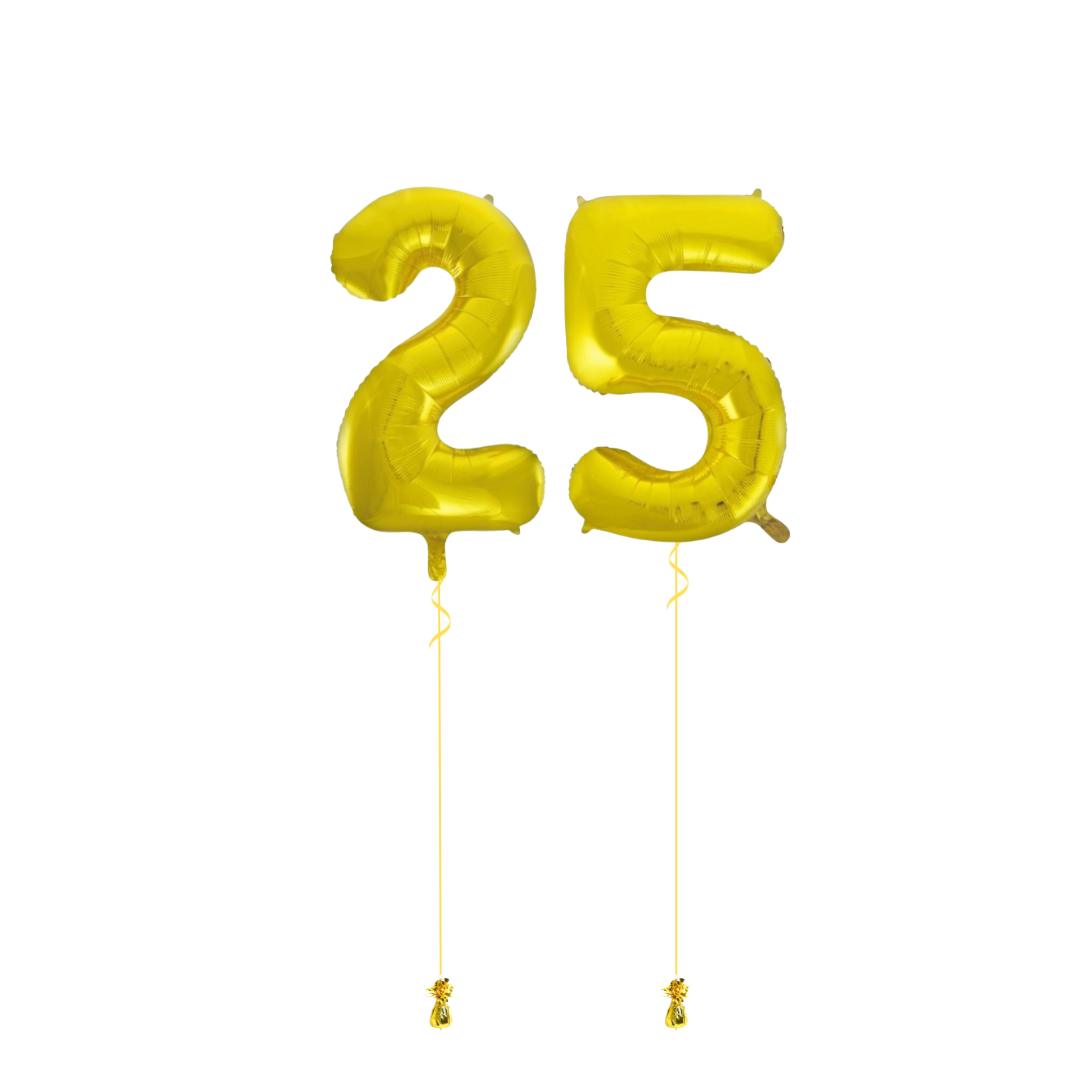 86cm Gold Helium Filled ‘25’ Numbers
