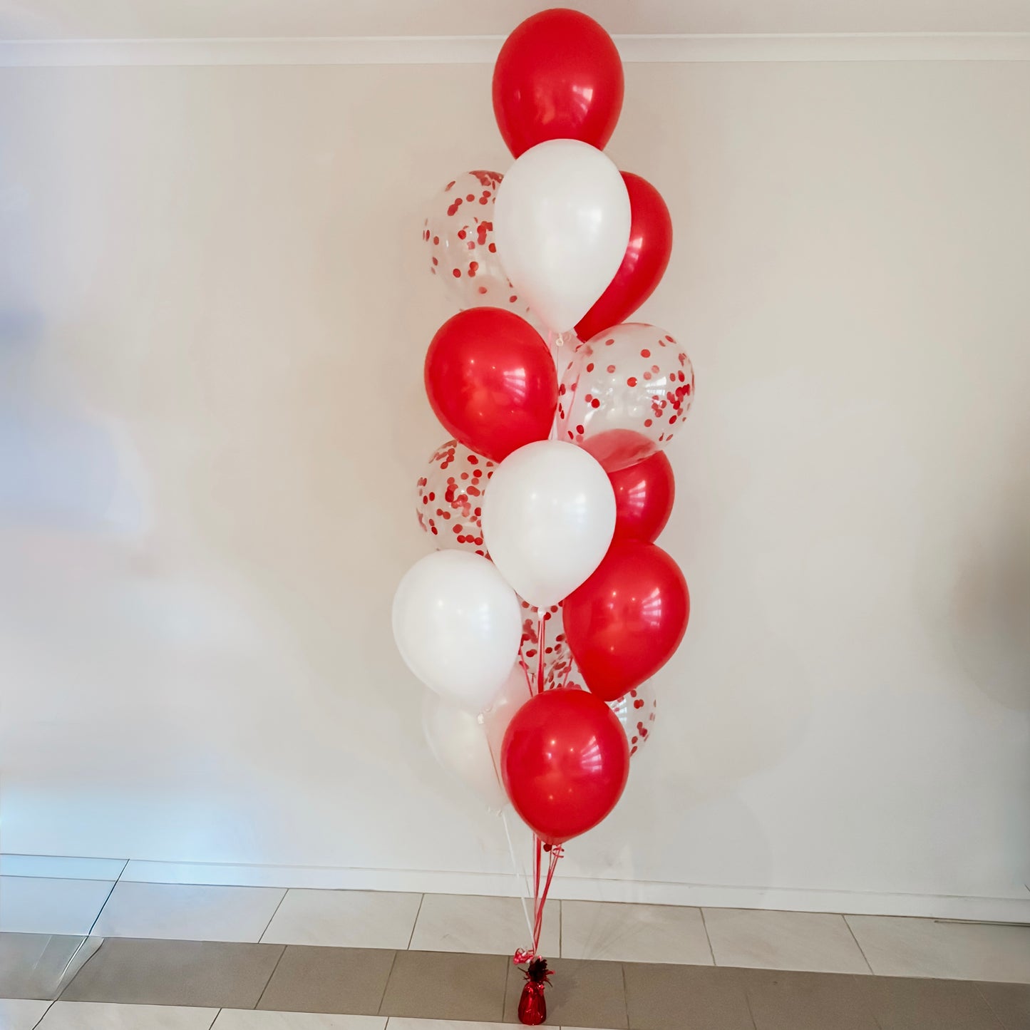 Arrangement of 16 Helium Balloons with Confetti - Floor Length