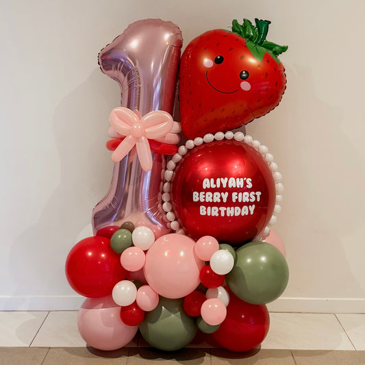 Berry First (1st) Birthday Air Filled Cluster - Does Not Float