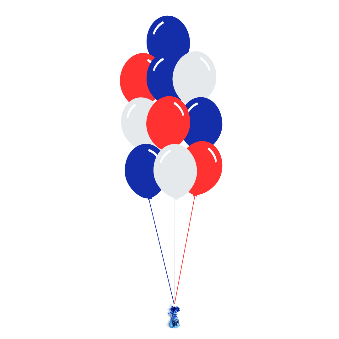 AFL: Western Bulldogs Arrangement of 10 Balloons - Floor Length