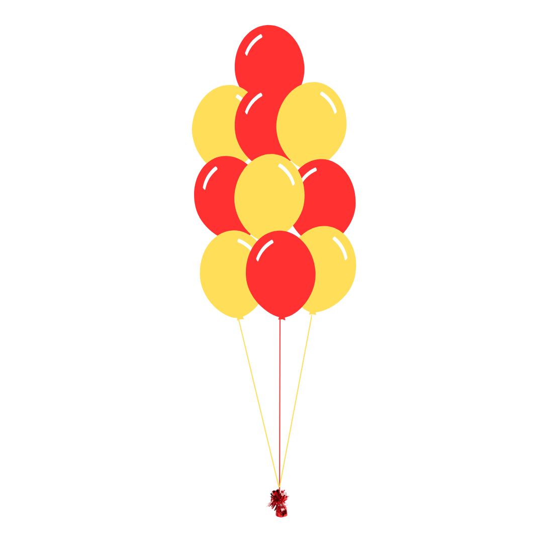AFL: Gold Coast Suns Arrangement of 10 Balloons - Floor Length