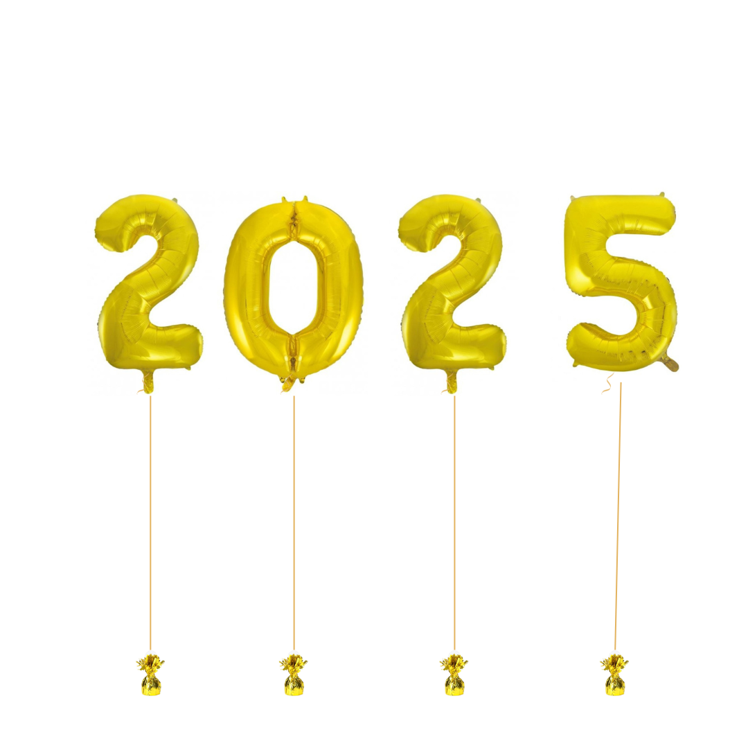 86cm Gold Helium Filled ‘2025’ Numbers