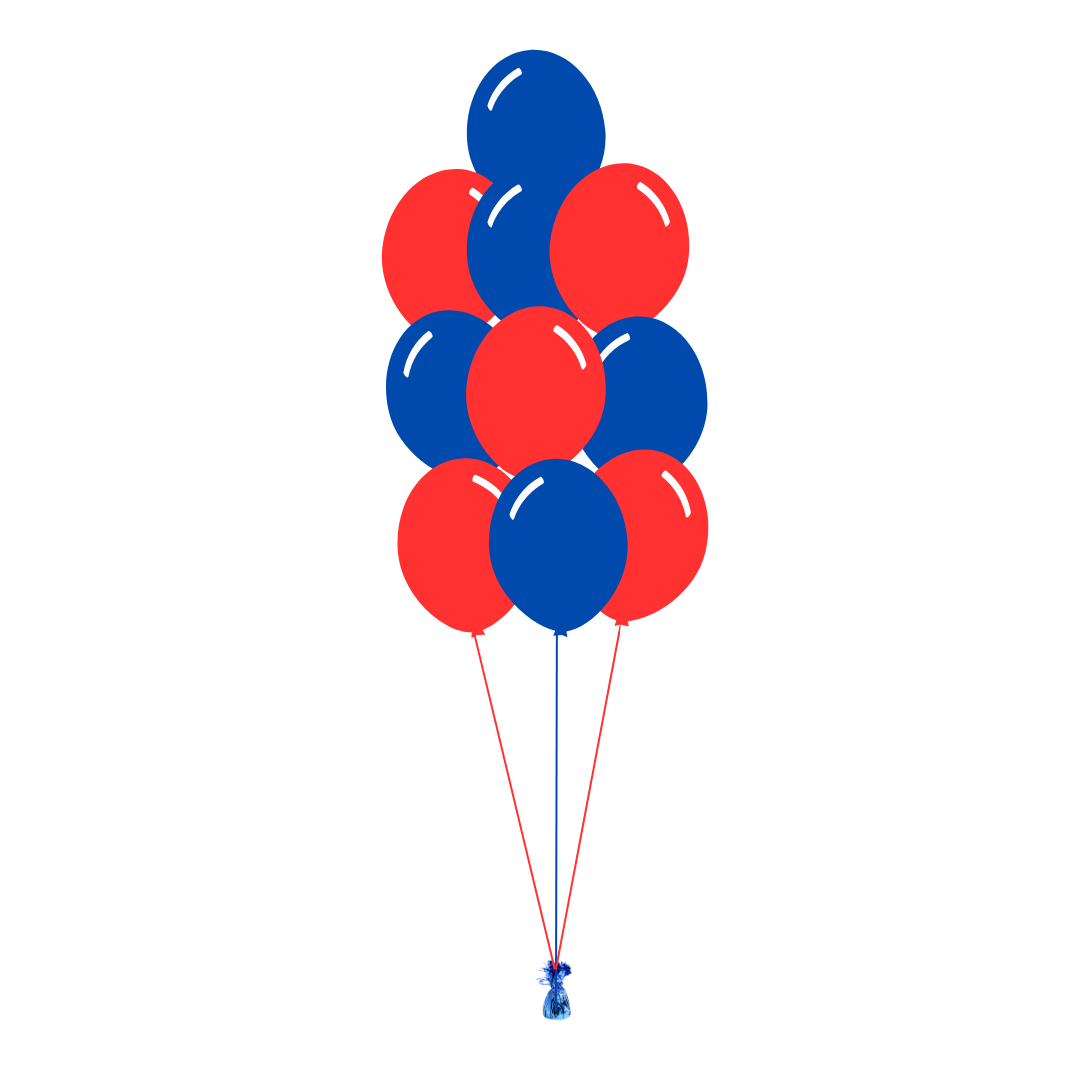 AFL: Melbourne Demons Arrangement of 10 Balloons - Floor Length
