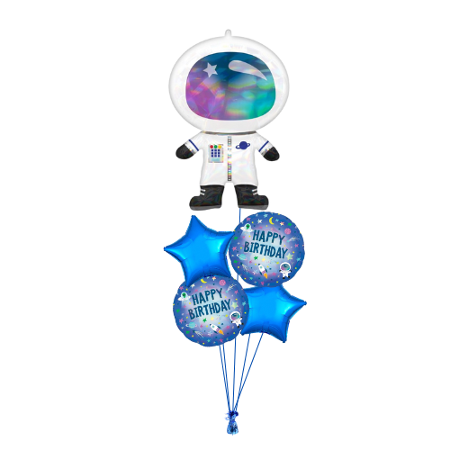 Astronaut Spaceman Birthday Balloon Bouquet - Floor Length