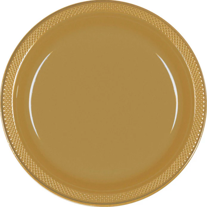 20 Pack Premium Plastic Plates 23cm - Gold