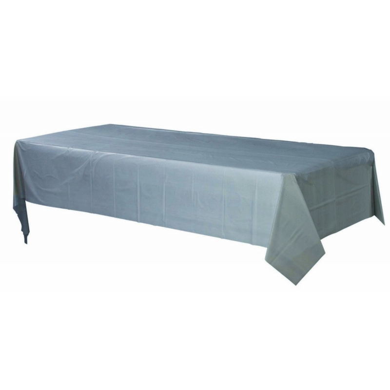 Rectangle Plastic Table Cover - Silver