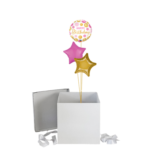 Pink & Gold Dots Birthday Surprise Balloon Box