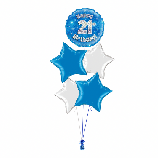 Blue 21st Birthday Balloon Bouquet