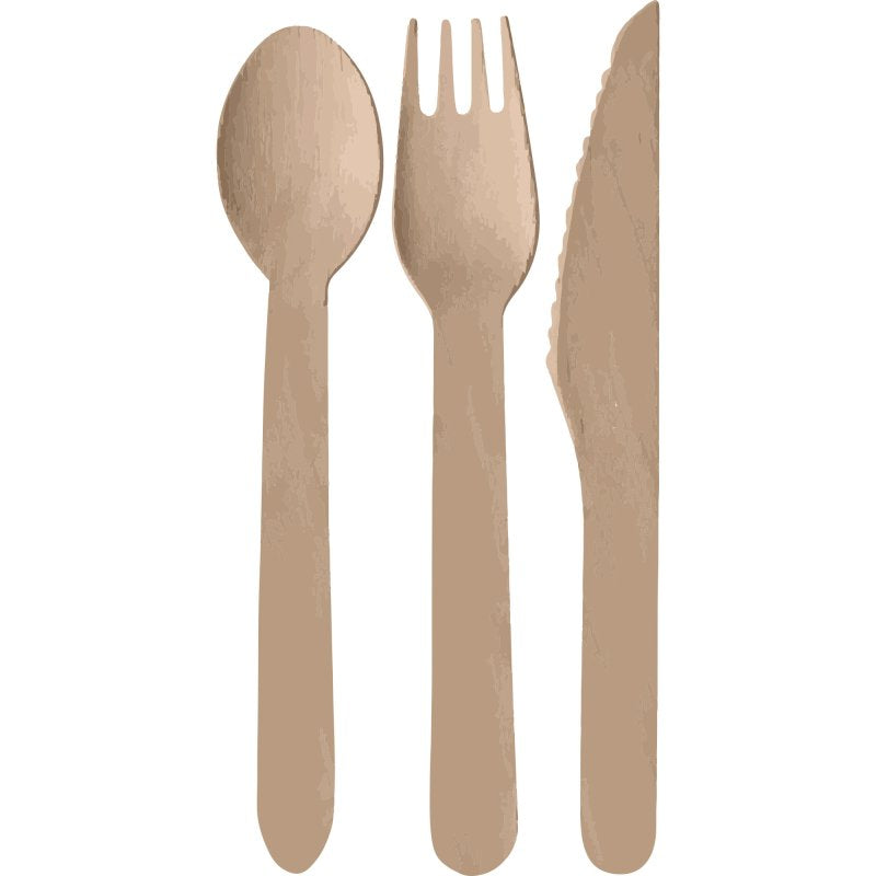 Wooden Cutlery Set 24PK Natural