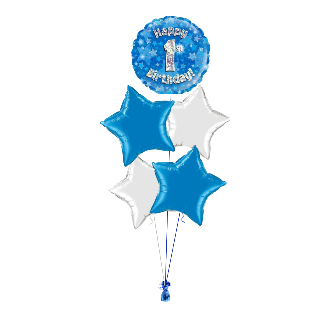 Blue 1st Birthday Balloon Bouquet