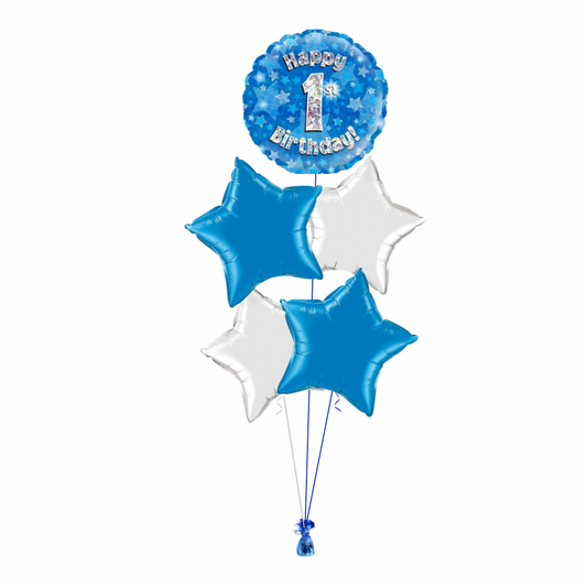 Blue 1st Birthday Balloon Bouquet