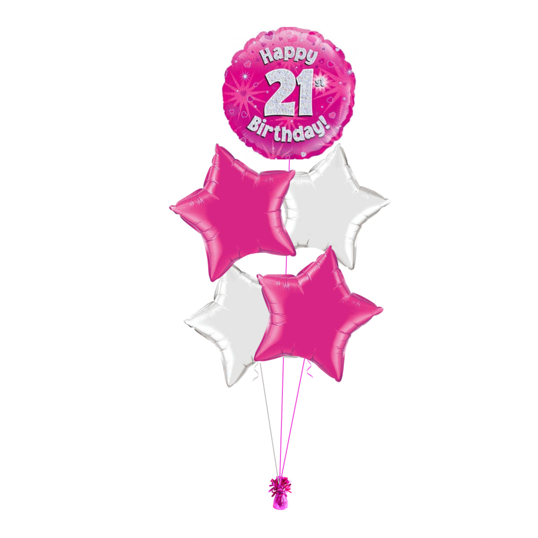 Pink 21st Birthday Balloon Bouquet