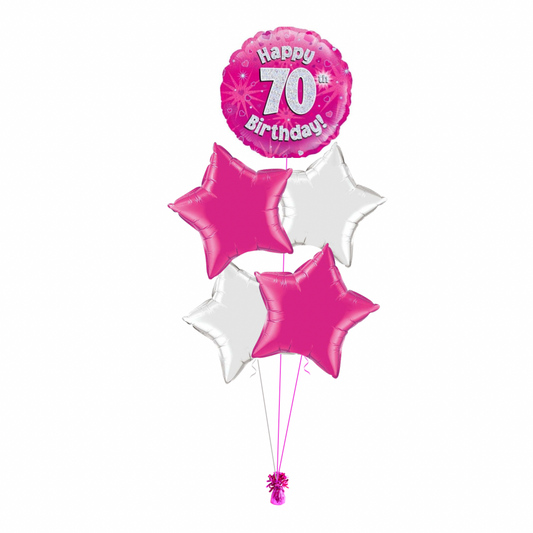 Pink 70th Birthday Balloon Bouquet