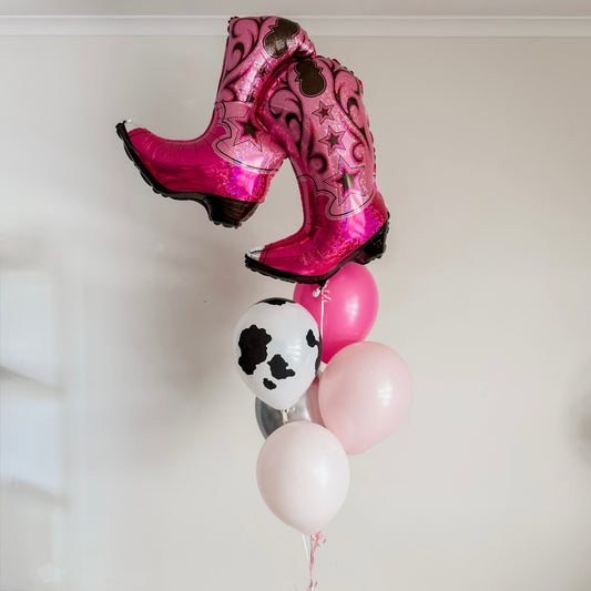 91cm Pink Cowgirl Rodeo Boot with 5 Helium Filled Balloons - Floor Length