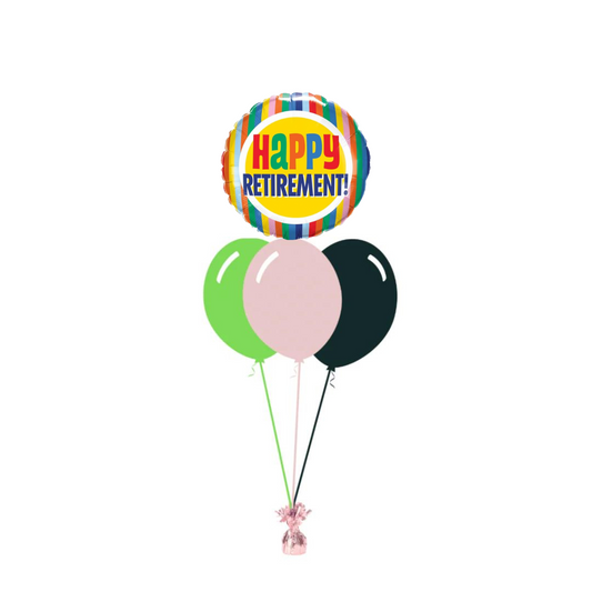 Happy Retirement Foil Balloon with 3 Plain Balloons