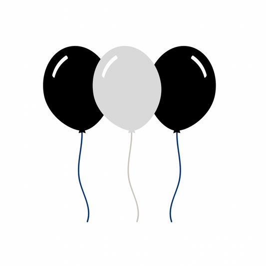 AFL: Collingwood Magpies Bundle of 50 Individual Helium Filled Balloons with Matching Ribbon (No Weight)