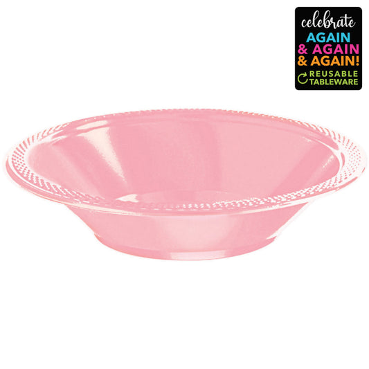 20 Pack Premium Plastic Bowls 355ml - New Pink