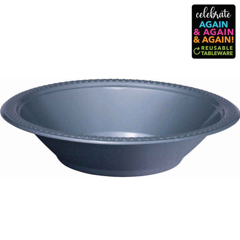 20 Pack Premium Plastic Bowls 355ml - Silver