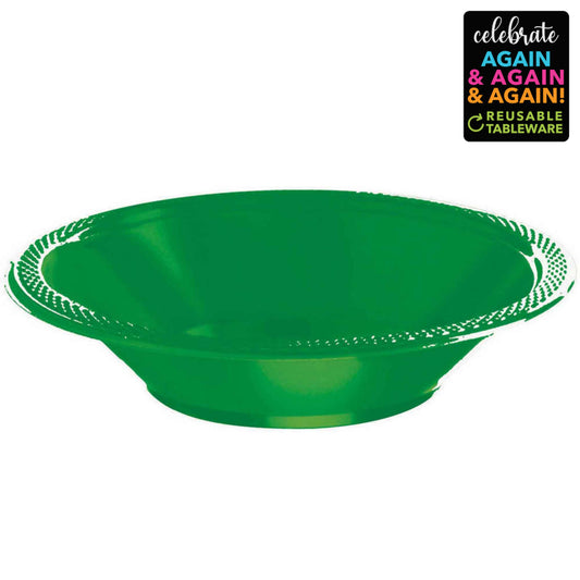 20 Pack Premium Plastic Bowls 355ml - Festive Green