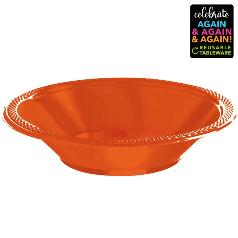 20 Pack Premium Plastic Bowls 355ml - Orange