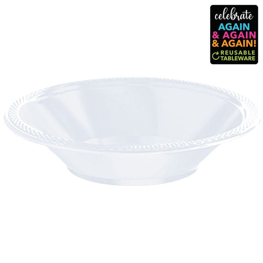 20 Pack Premium Plastic Bowls 355ml - Clear