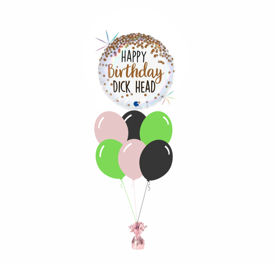 Happy Birthday D*ckhead Foil Balloon with 6 Plain Balloons