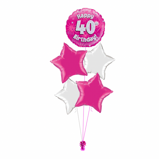Pink 40th Birthday Balloon Bouquet