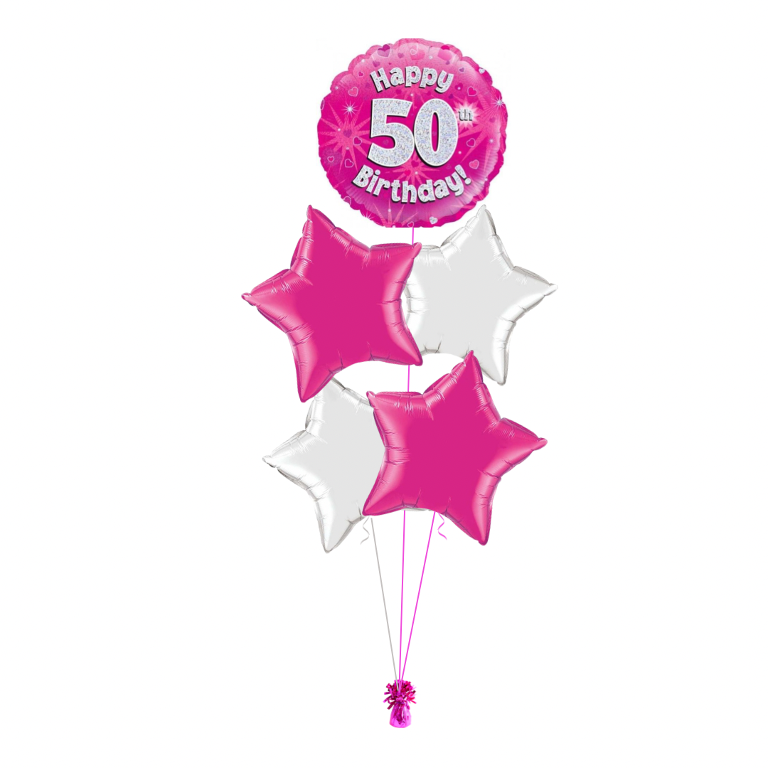 Pink 50th Birthday Balloon Bouquet