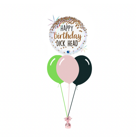 Happy Birthday D*ckhead Foil Balloon with 3 Plain Balloons