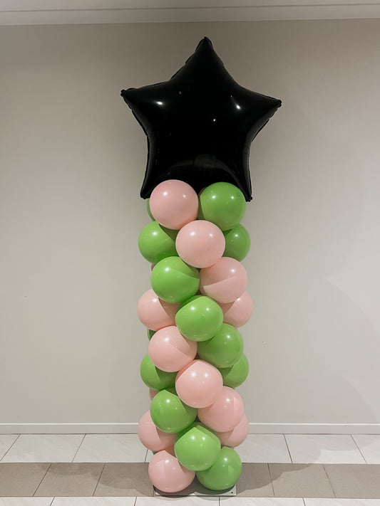 Balloon Column with 90cm Foil Shape (Star, Circle or Heart) Balloon - HIRE ONLY