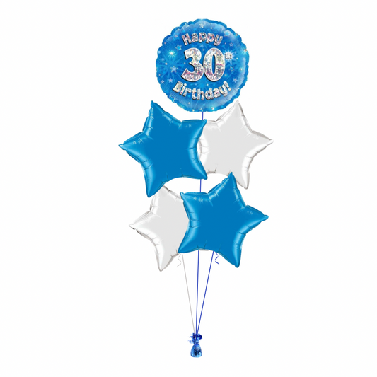 Blue 30th Birthday Balloon Bouquet