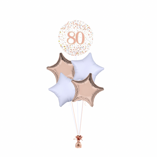 Rose Gold 80th Birthday Balloon Bouquet
