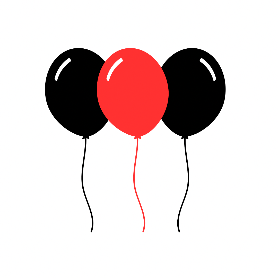 AFL: Essendon Bombers Bundle of 50 Individual Helium Filled Balloons with Matching Ribbon (No Weight)