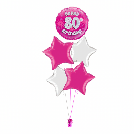 Pink 80th Birthday Balloon Bouquet