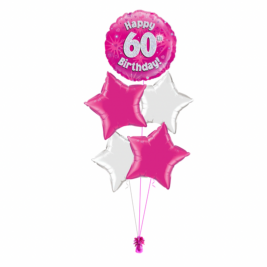 Pink 60th Birthday Balloon Bouquet