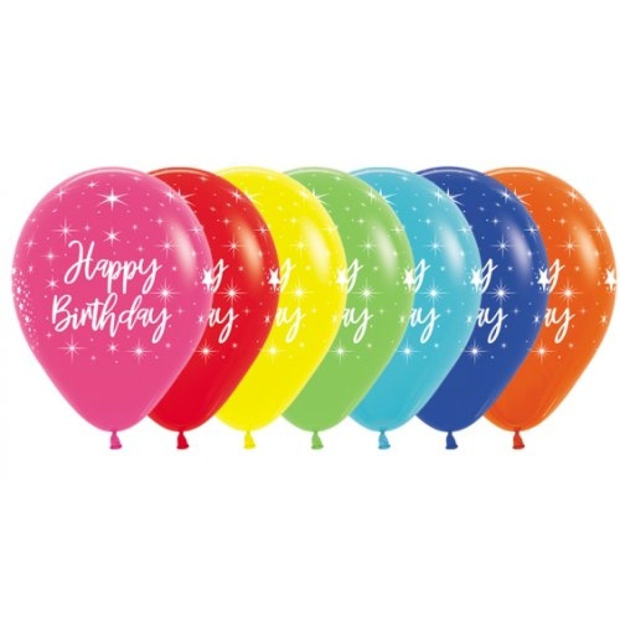 28cm Printed ‘Happy Birthday’ Helium Filled Balloon with Matching Ribbon (Price is each Balloon)