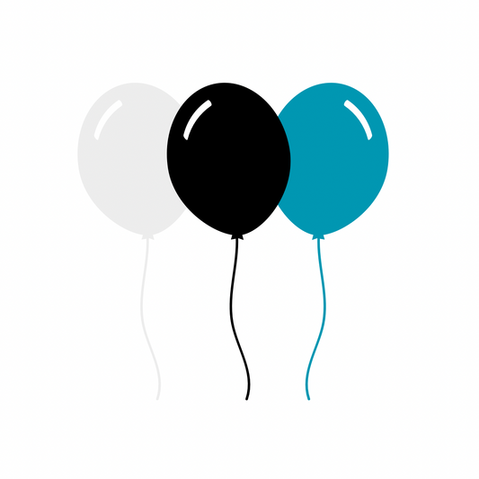 AFL: Port Adelaide Bundle of 50 Individual Helium Filled Balloons with Matching Ribbon (No Weight)