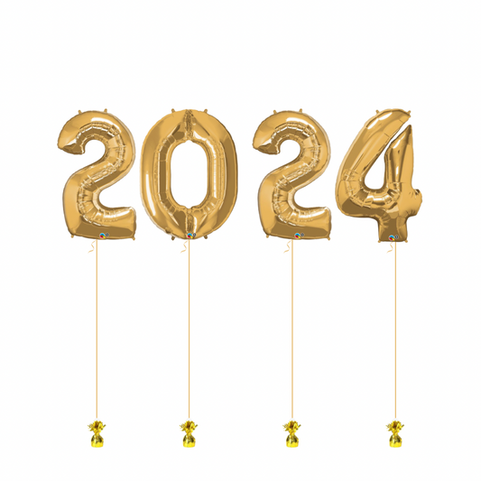 86cm Gold Helium Filled ‘2024’ Numbers