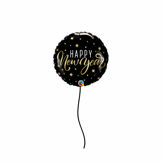 45cm Foil Happy New Year Helium Filled Balloon with Matching Ribbon (no weight)