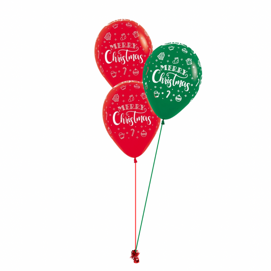 Merry Christmas Arrangement of 3 Helium Balloons