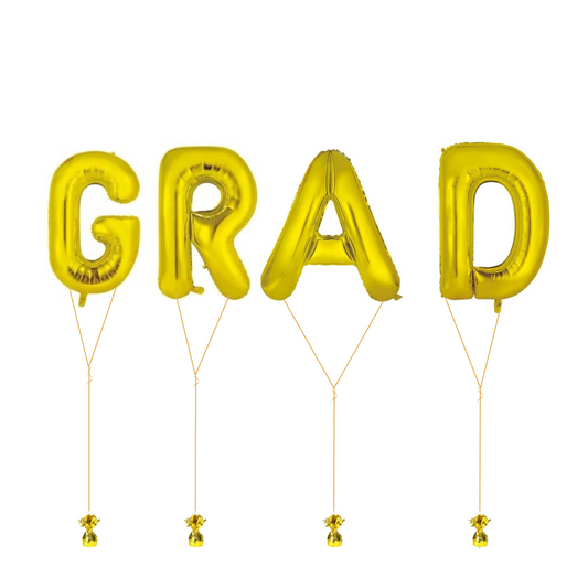 86cm Gold Helium Filled ‘GRAD’ Numbers