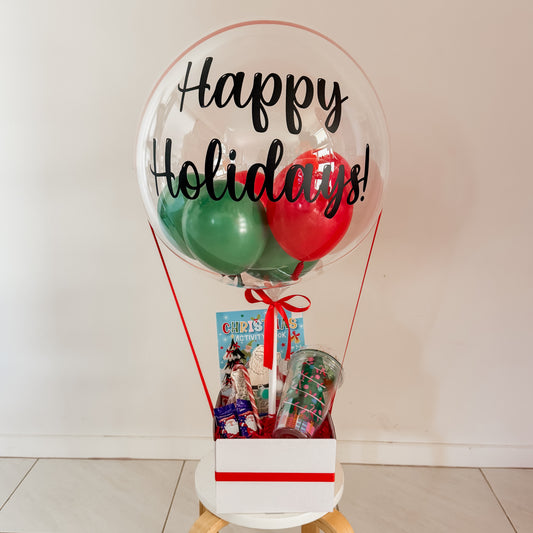 Happy Holidays Christmas Balloon Gift Box