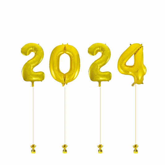 86cm Gold Helium Filled ‘2024’ Numbers